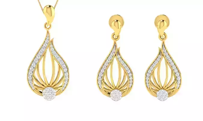 Pendant Earring Set 3dm STL OBJ FBX Render Details