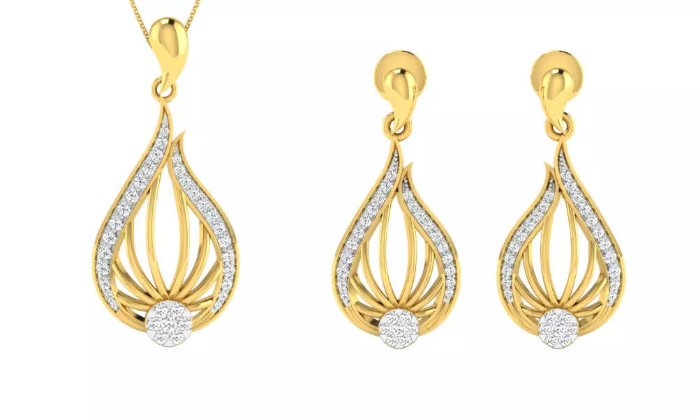 Pendant Earring Set 3dm STL OBJ FBX Render Details 3D print model_0