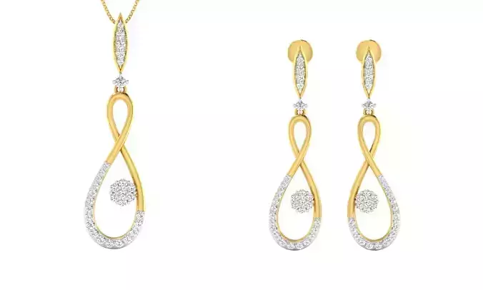 Pendant Earring Set 3dm STL OBJ FBX Render Details