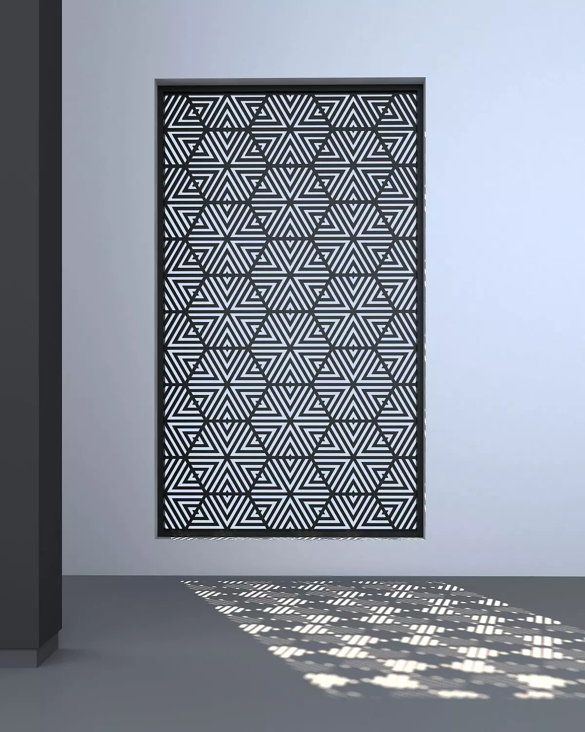 3d screen window with geometric pattern Low-poly 3D model_0