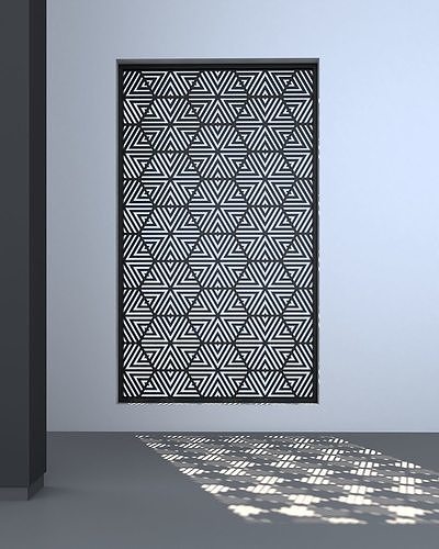 3d screen window with geometric pattern Low-poly 3D model