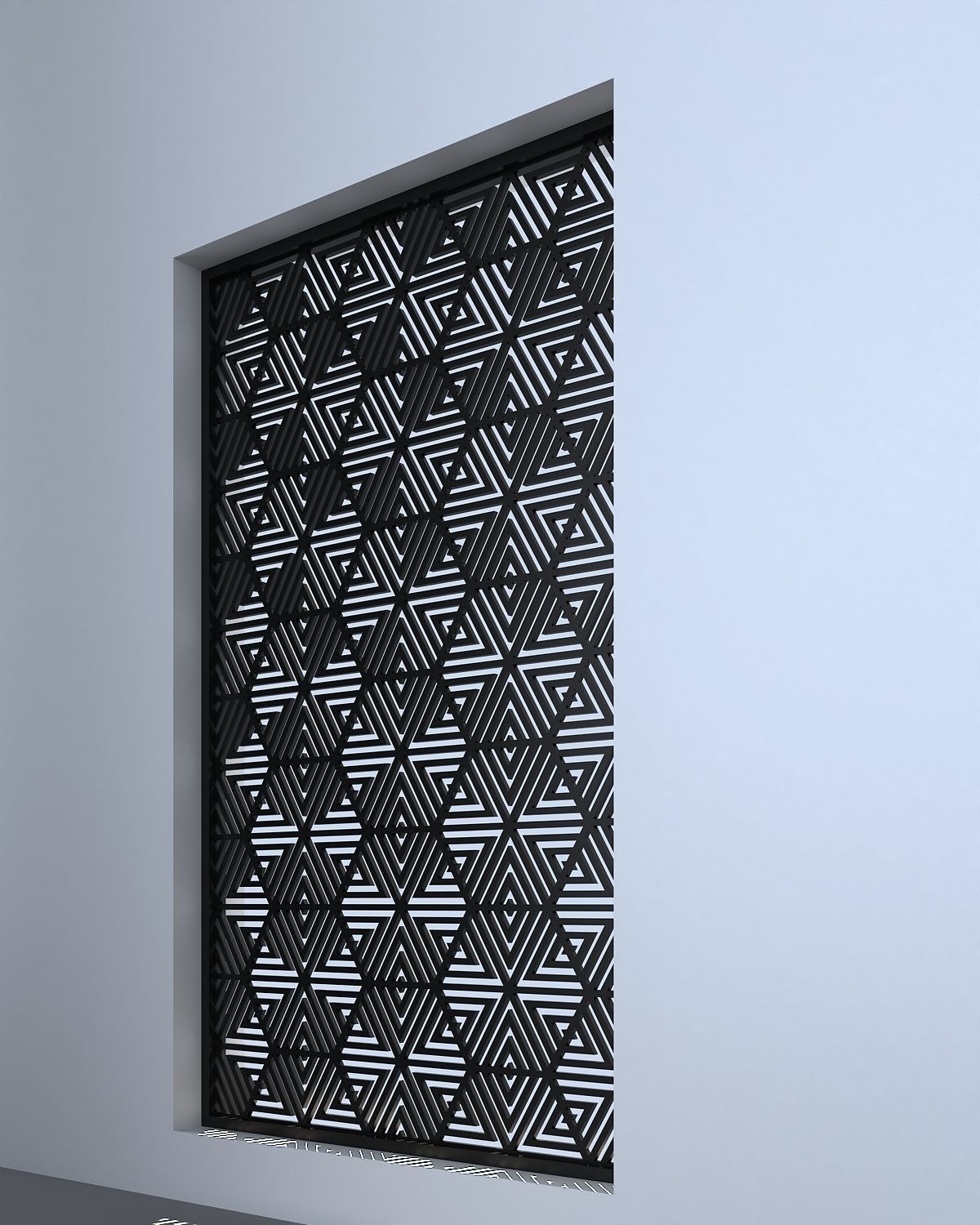 3d screen window with geometric pattern Low-poly 3D model_1