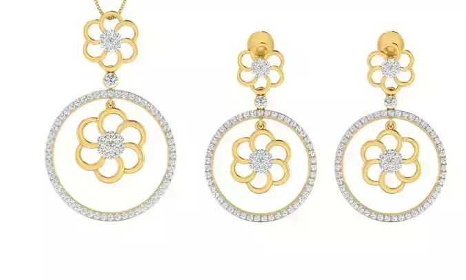 Pendant Earring Set 3dm STL OBJ FBX Render Details