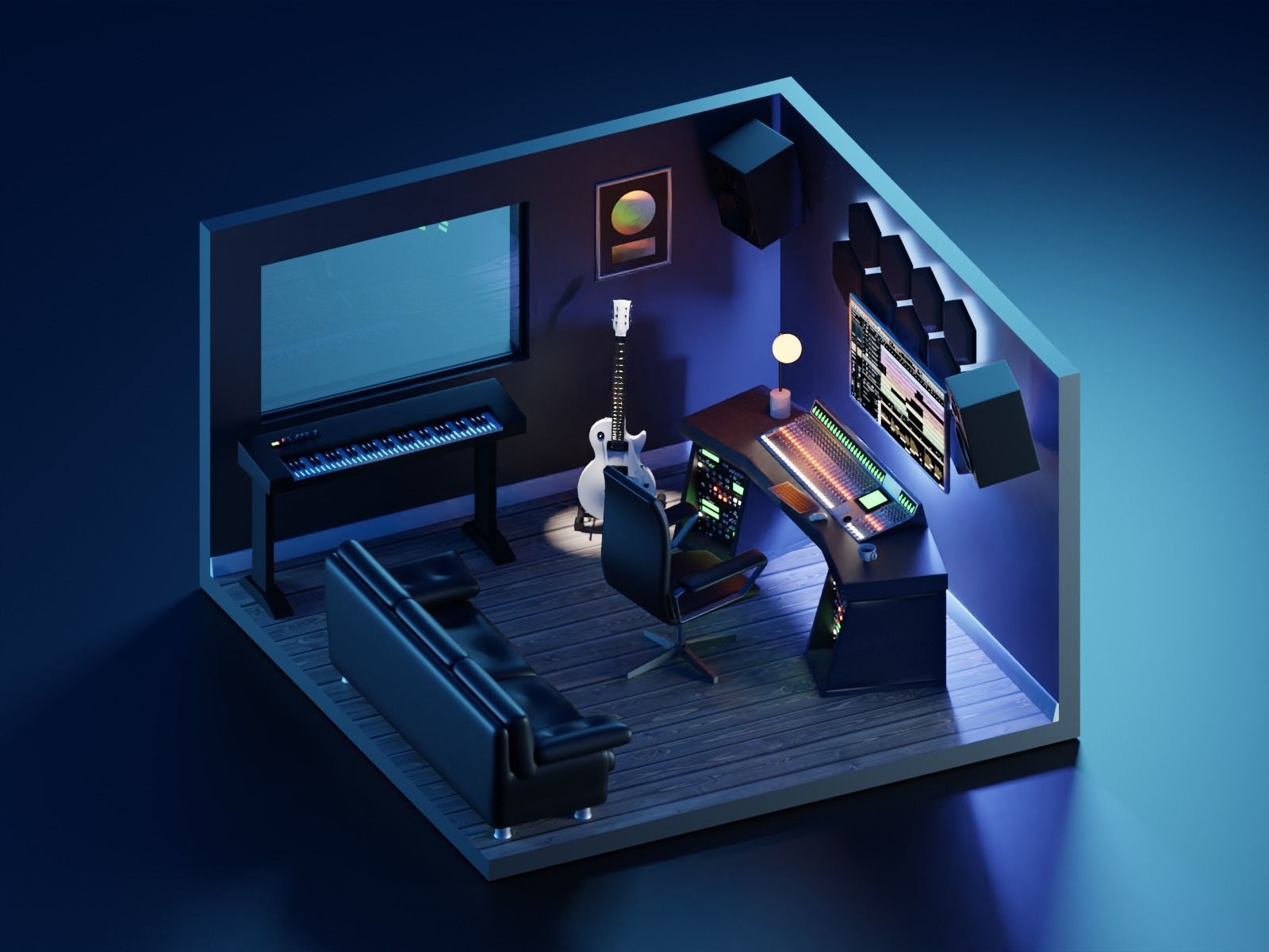 Cartoon Room Studio 3D model_25