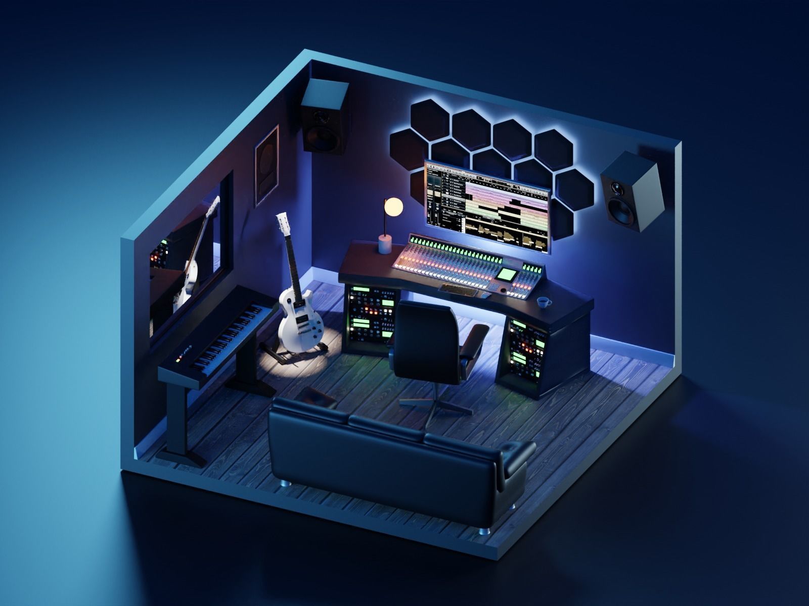 Cartoon Room Studio 3D model_8