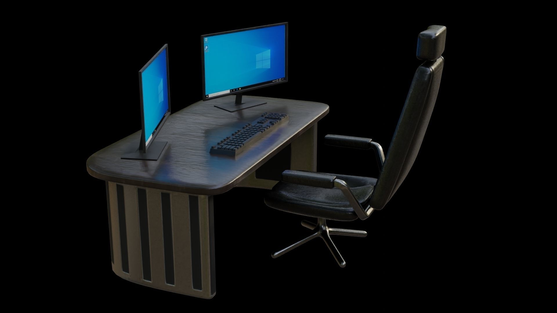 Computer room Low-poly 3D model_1