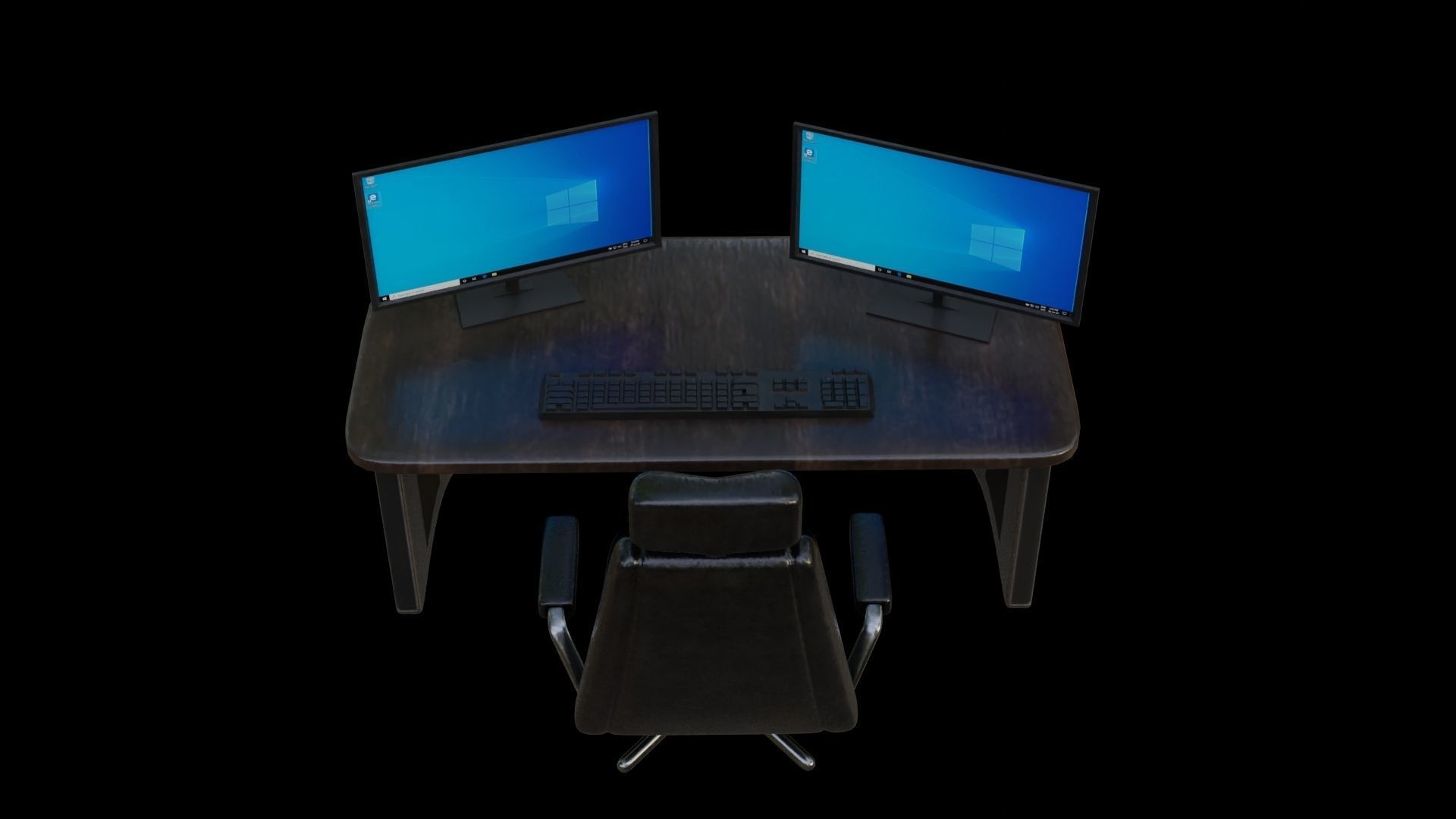 Computer room Low-poly 3D model_2