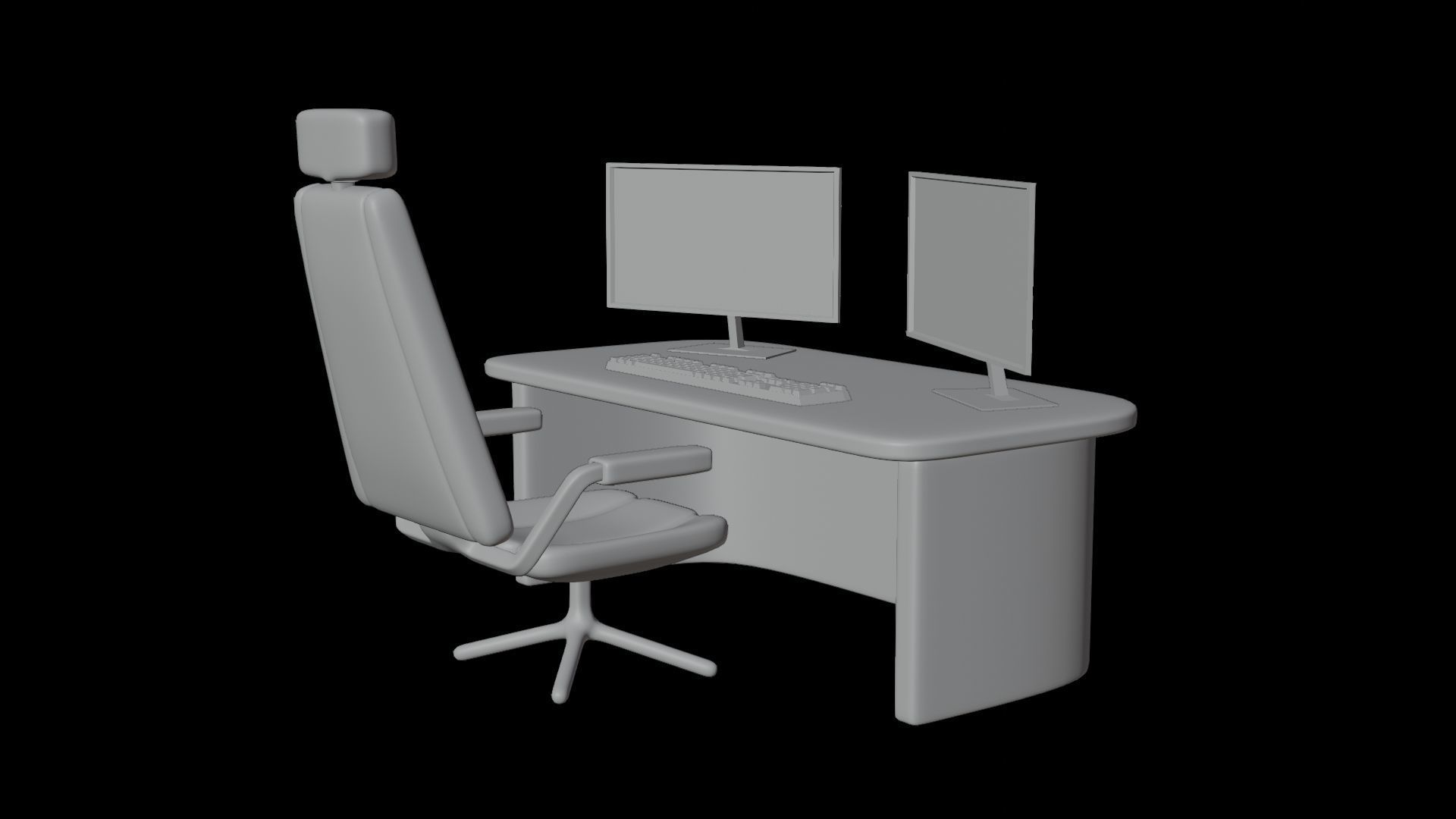 Computer room Low-poly 3D model_5