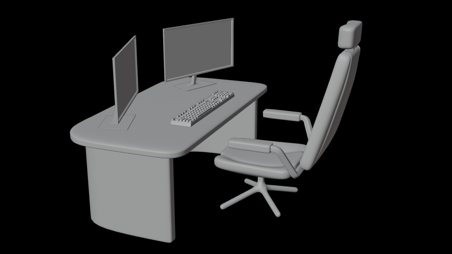 Computer room Low-poly 3D model_3