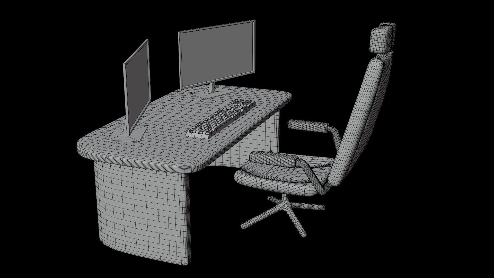 Computer room Low-poly 3D model_4