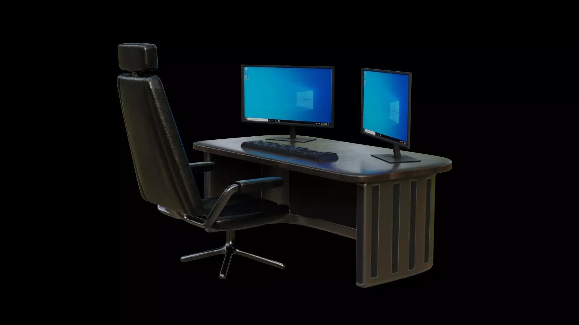 Computer room Low-poly 3D model_0