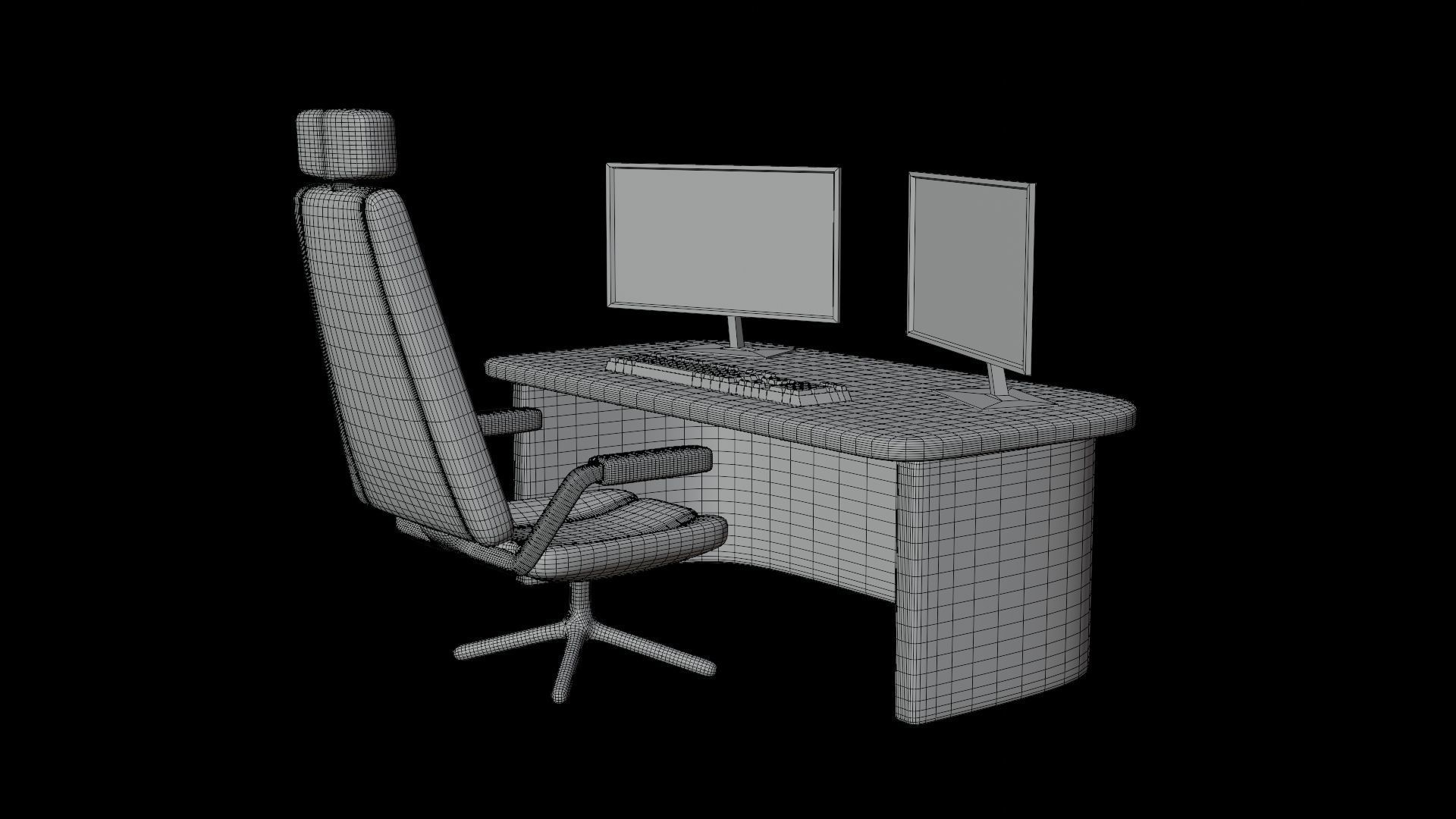 Computer room Low-poly 3D model_6