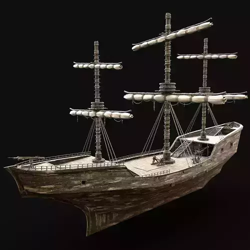 SHIP GALLEON BOAT GALLEY ARK BARGE PIRATE CORSAIR WATERCRAFT AAA Low-poly 3D model