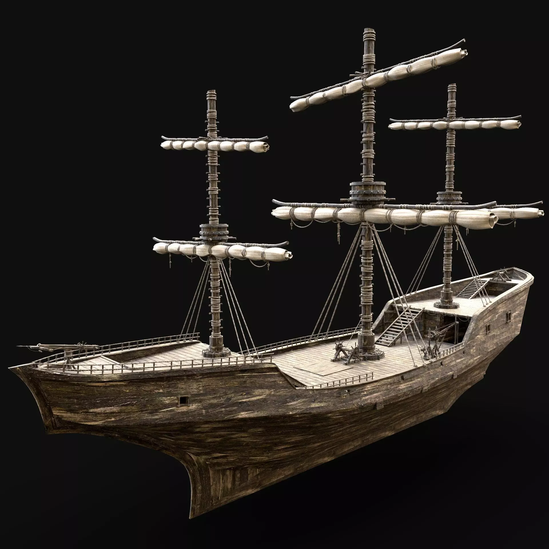 SHIP GALLEON BOAT GALLEY ARK BARGE PIRATE CORSAIR WATERCRAFT AAA Low-poly 3D model_0