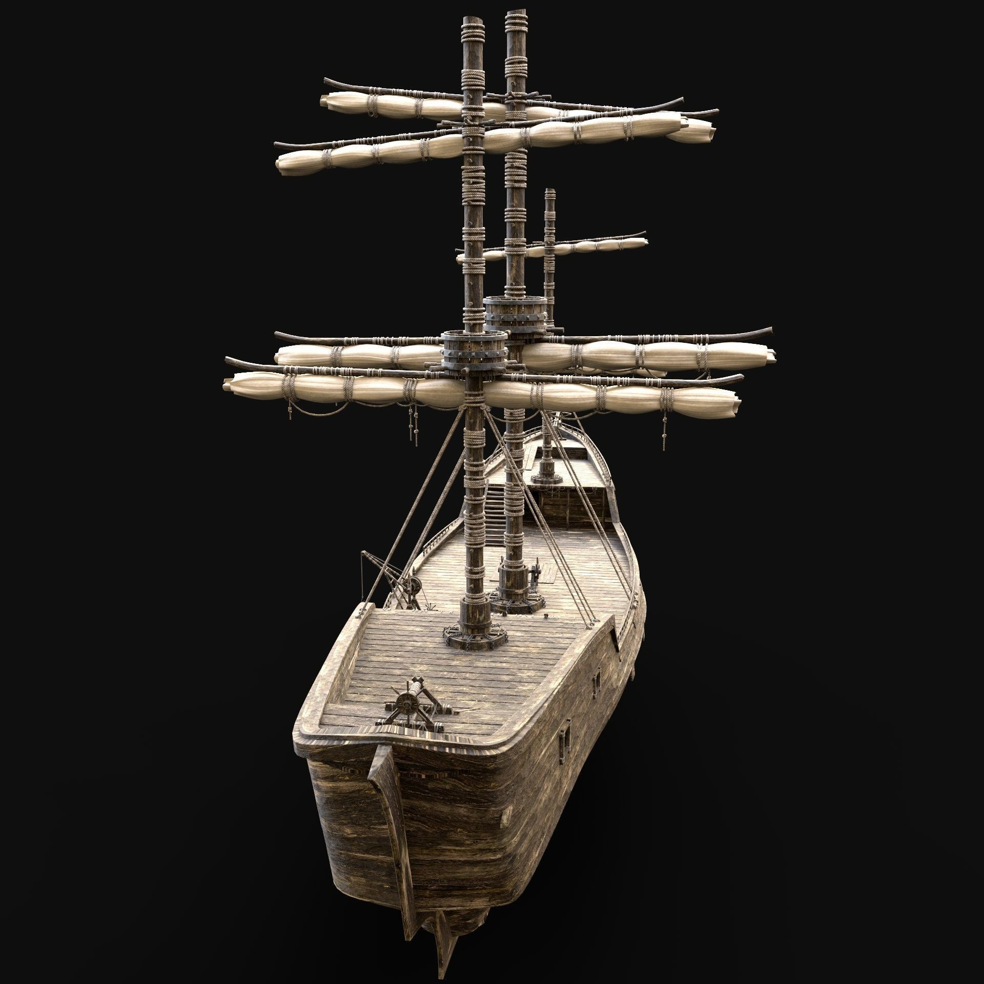 SHIP GALLEON BOAT GALLEY ARK BARGE PIRATE CORSAIR WATERCRAFT AAA Low-poly 3D model_4
