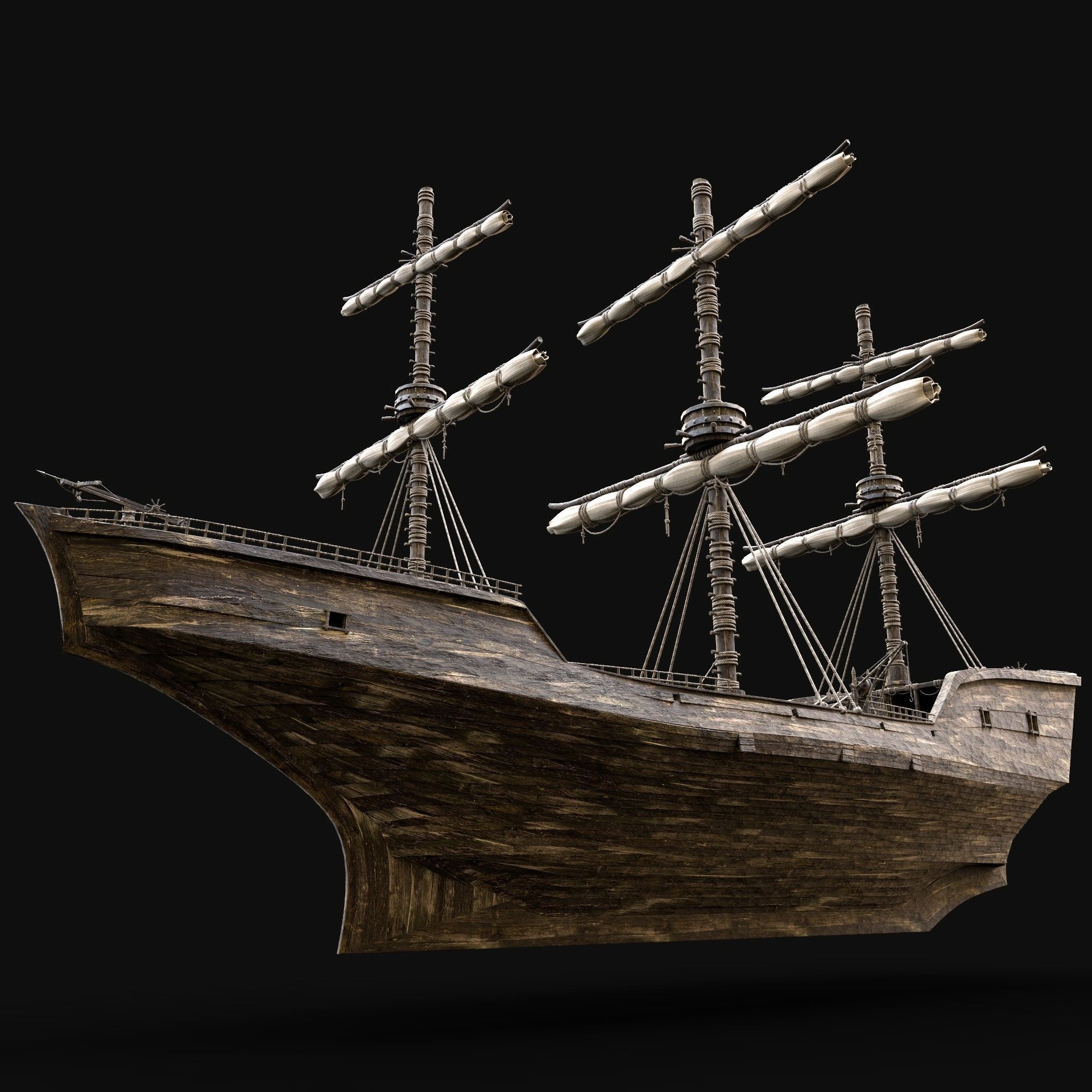 SHIP GALLEON BOAT GALLEY ARK BARGE PIRATE CORSAIR WATERCRAFT AAA Low-poly 3D model_1