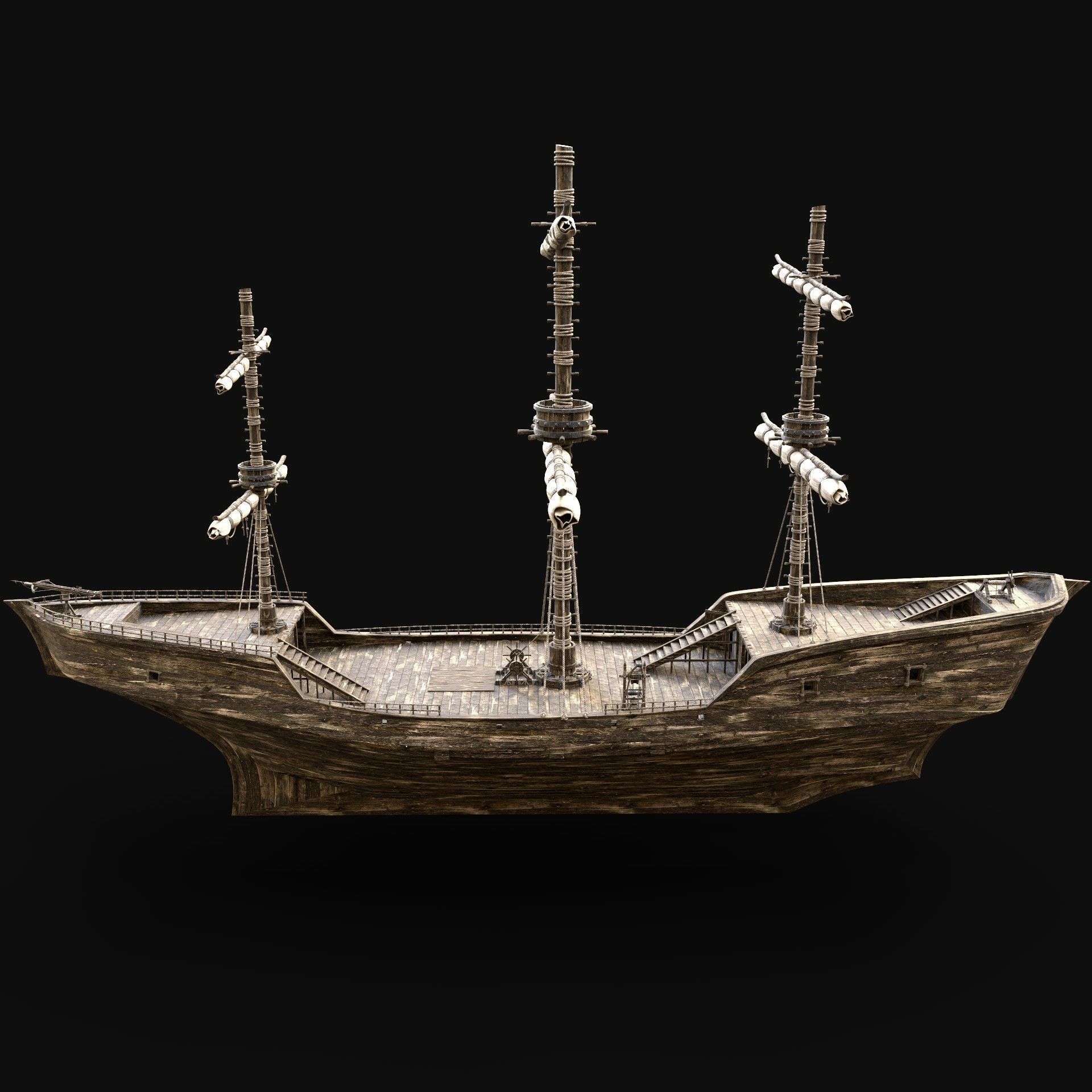 SHIP GALLEON BOAT GALLEY ARK BARGE PIRATE CORSAIR WATERCRAFT AAA Low-poly 3D model_2