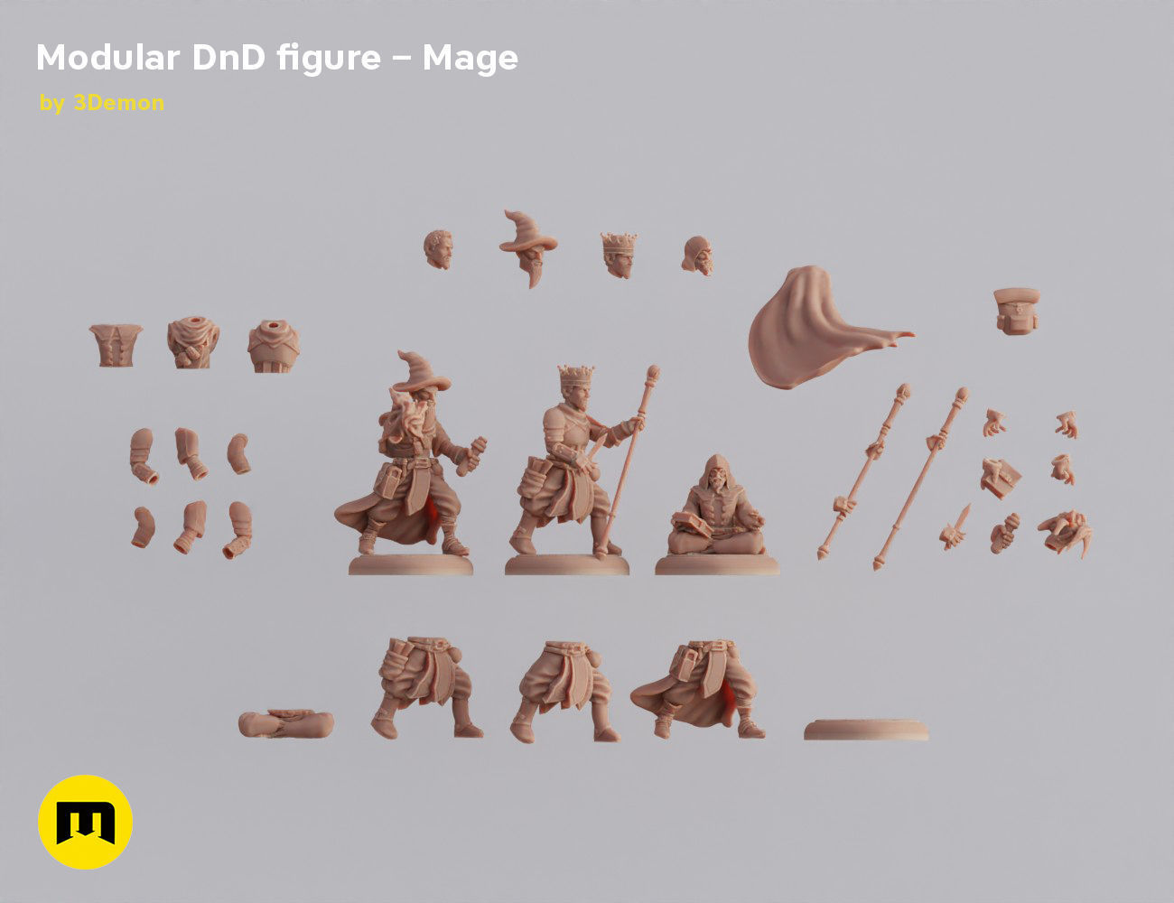 Modular magnetic DnD figure - Mage Free 3D print model_8