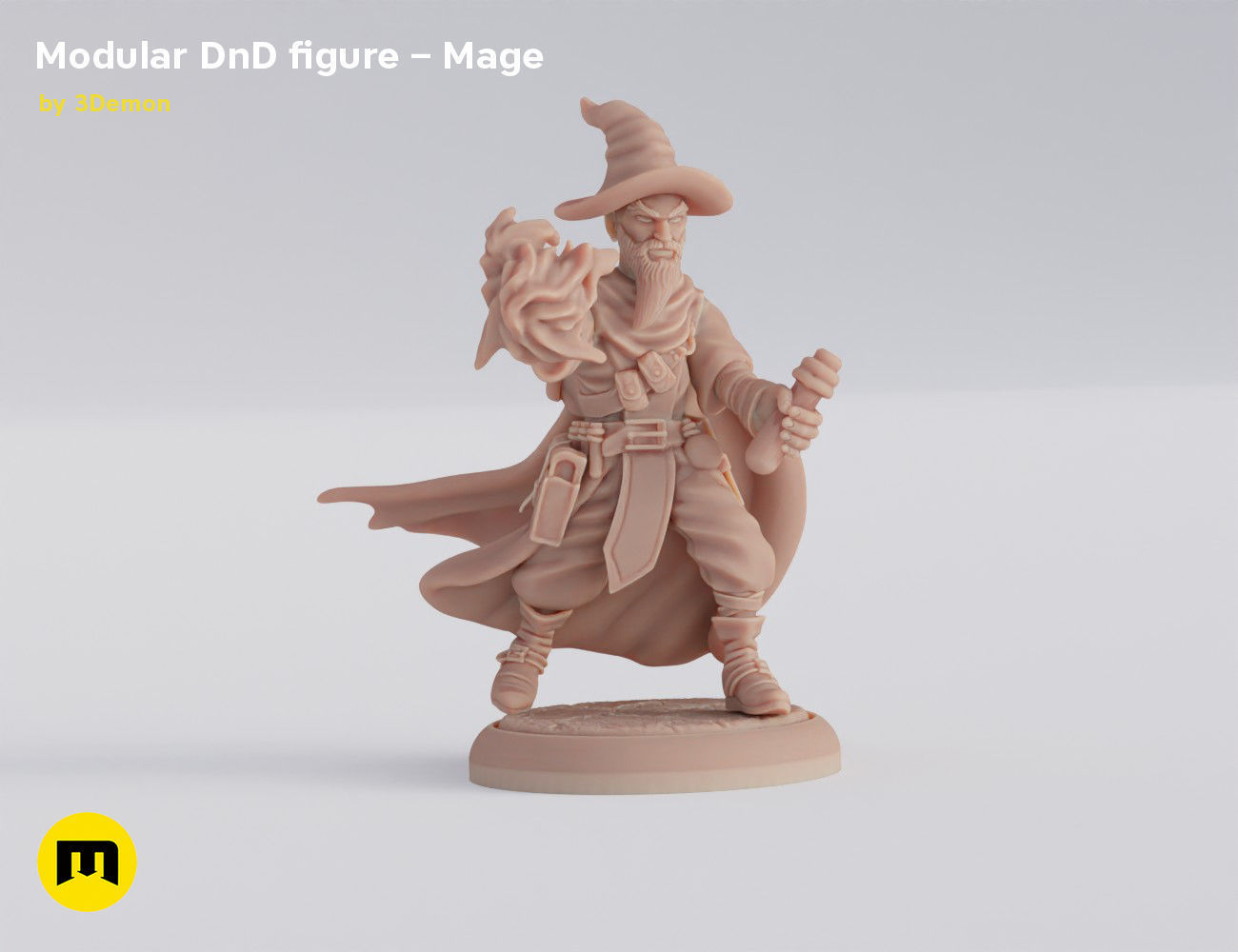 Modular magnetic DnD figure - Mage Free 3D print model_3