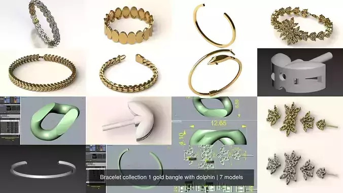 Bracelet collection 1 gold bangle with dolphin