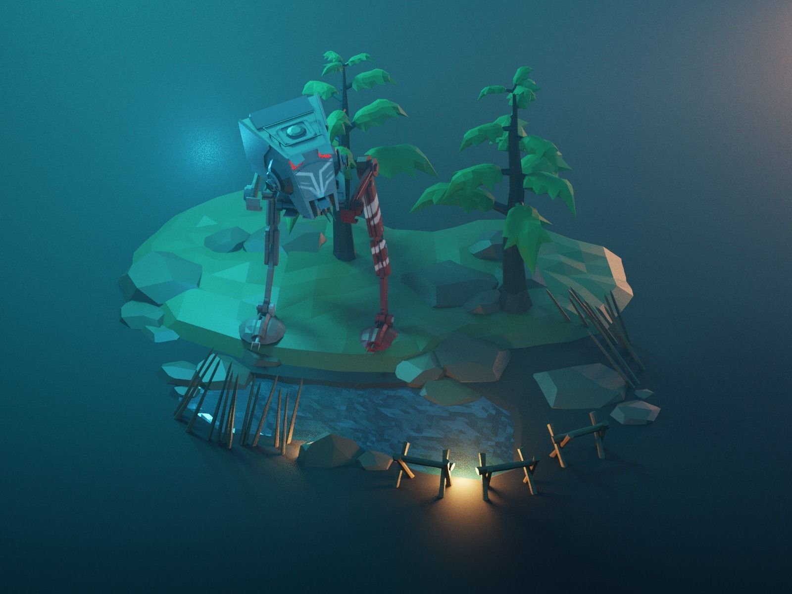 Cartoon All Terrain Scout Transport 3D model_23