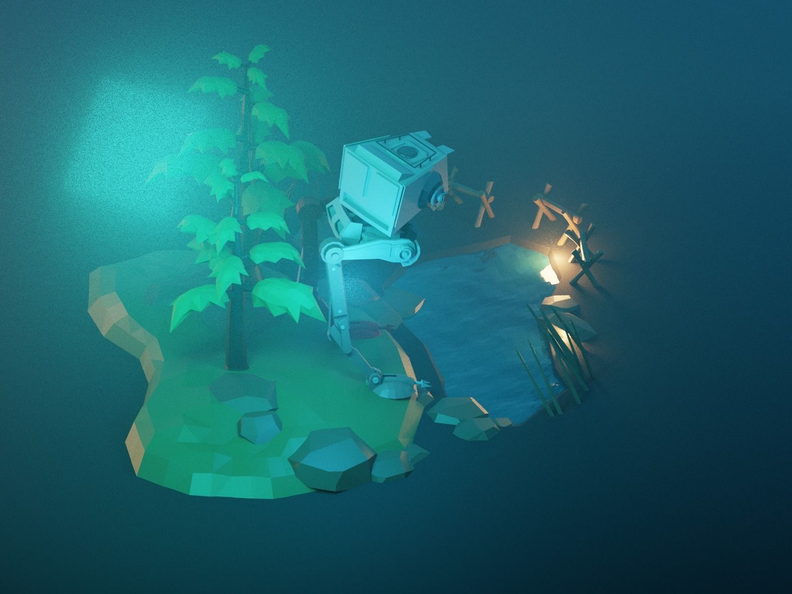 Cartoon All Terrain Scout Transport 3D model_35