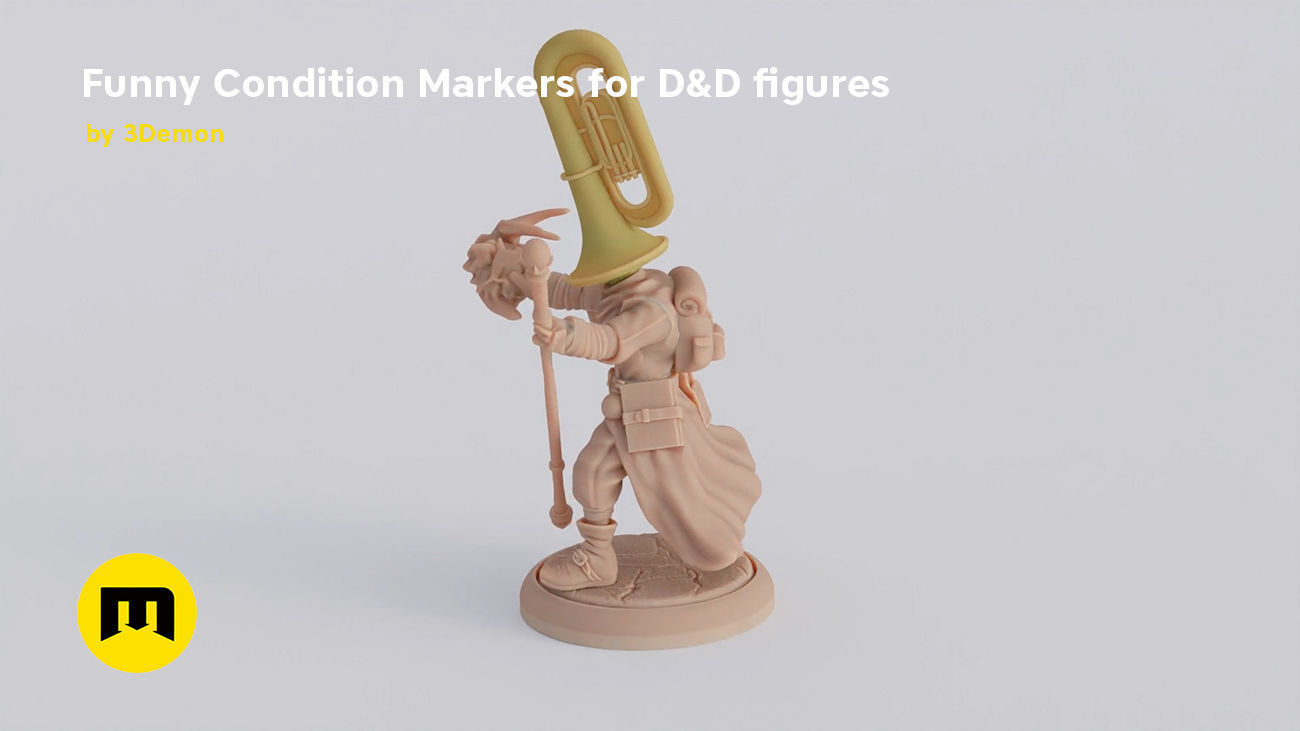 Funny Magnetic Condition Markers for DnD figures 3D print model_13