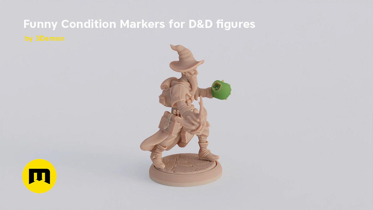 Funny Magnetic Condition Markers for DnD figures 3D print model_17