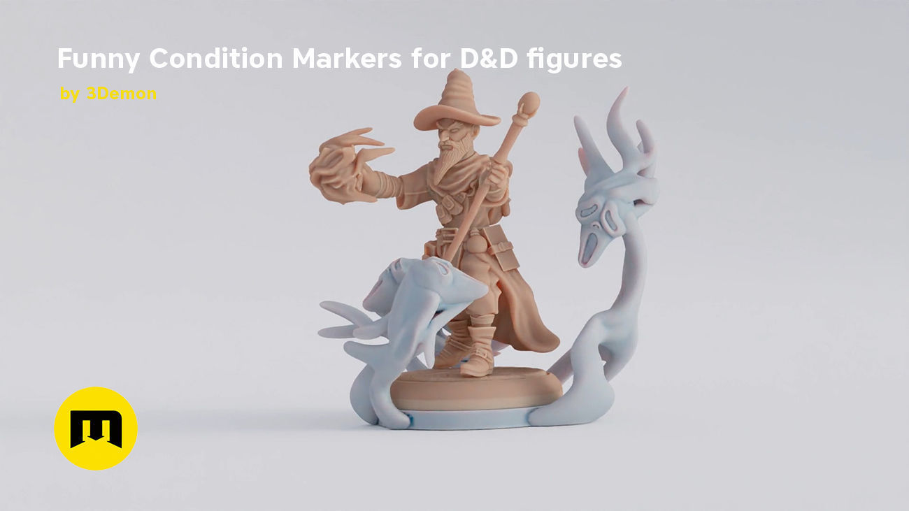 Funny Magnetic Condition Markers for DnD figures 3D print model_18