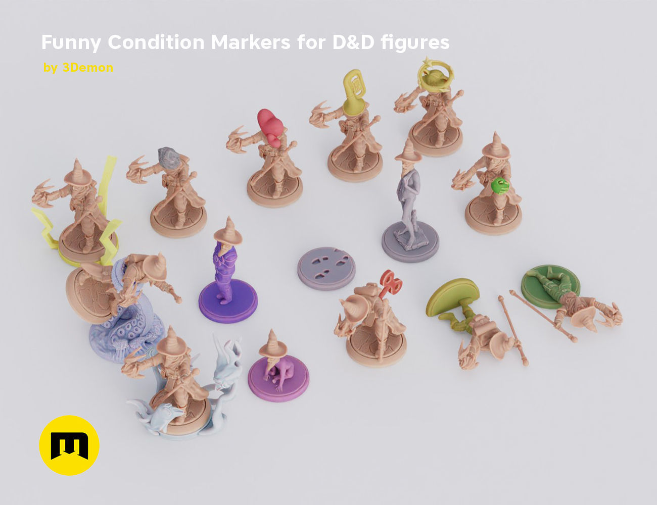Funny Magnetic Condition Markers for DnD figures 3D print model_19