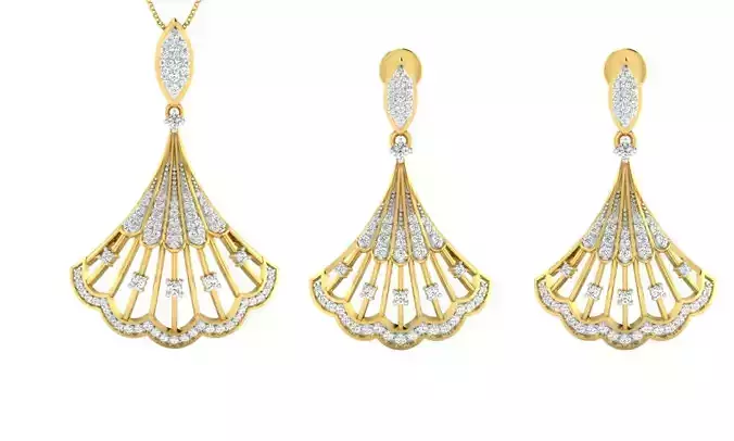 Earring Pendant Set 3dm STL OBJ FBX Render Details