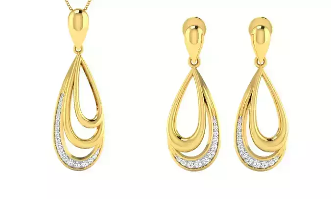 Earring Pendant Set 3dm STL OBJ FBX Render Details