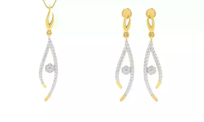 Earring Pendant Set 3dm STL OBJ FBX Render Details