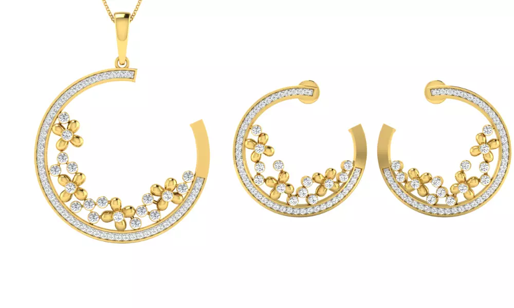 Earring Pendant Set 3dm STL OBJ FBX Render Details 3D print model_0