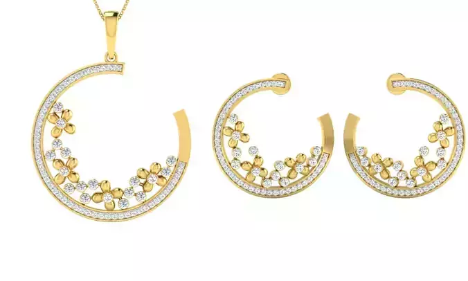 Earring Pendant Set 3dm STL OBJ FBX Render Details