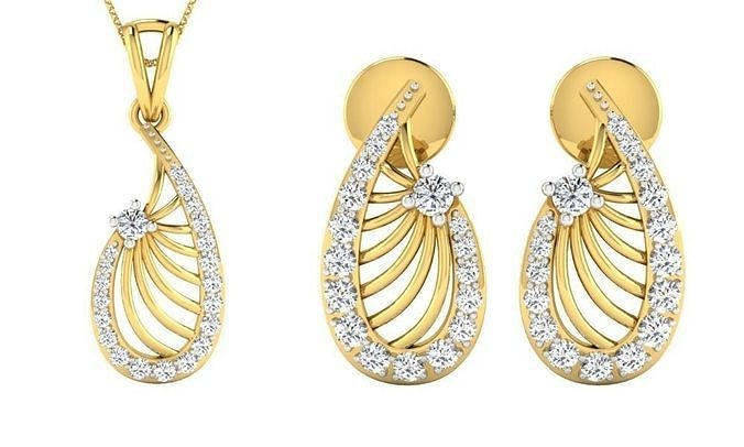 Earring Pendant Set 3dm STL OBJ FBX Render Details 3D print model