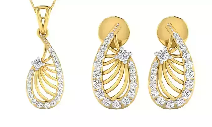 Earring Pendant Set 3dm STL OBJ FBX Render Details 3D print model