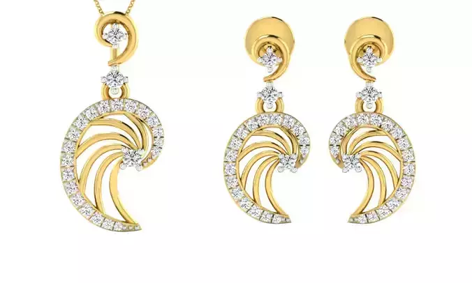 Earring Pendant Set 3dm STL OBJ FBX Render Details 3D print model