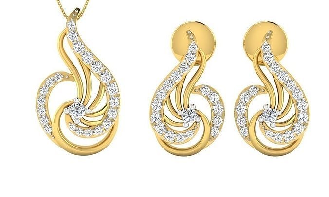 Earring Pendant Set 3dm STL OBJ FBX Render Details 3D print model