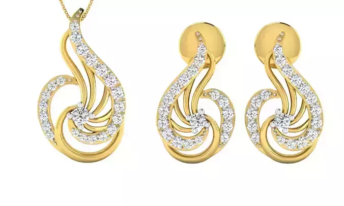 Earring Pendant Set 3dm STL OBJ FBX Render Details 3D print model