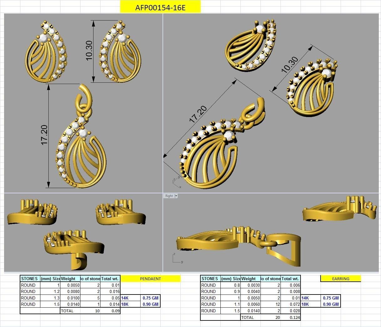 Earring Pendant Set 3dm STL OBJ FBX Render Details 3D print model_5