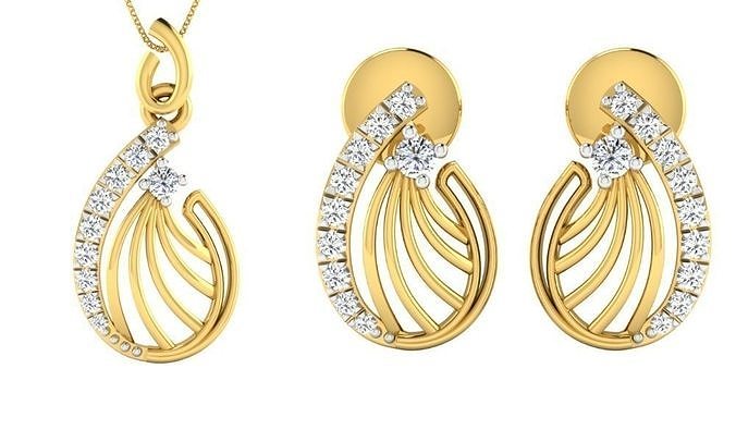 Earring Pendant Set 3dm STL OBJ FBX Render Details 3D print model