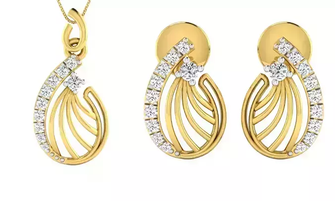 Earring Pendant Set 3dm STL OBJ FBX Render Details 3D print model