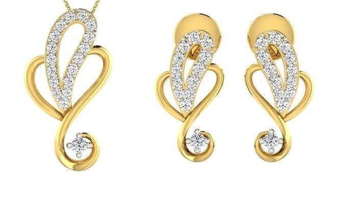 Earring Pendant Set 3dm STL OBJ FBX Render Details 3D print model