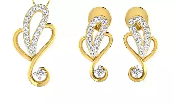 Earring Pendant Set 3dm STL OBJ FBX Render Details 3D print model