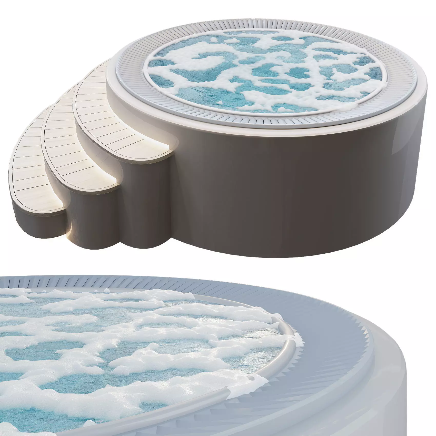 Jacuzzi hot tub with steps and water 3D model