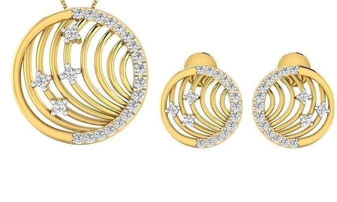 Earring Pendant Set 3dm STL OBJ FBX Render Details 3D print model