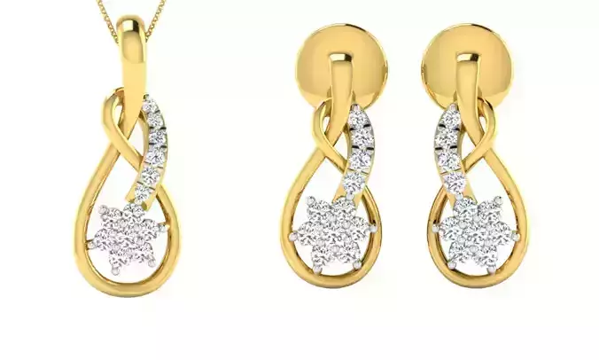 Earring Pendant Set 3dm STL OBJ FBX Render Details 3D print model