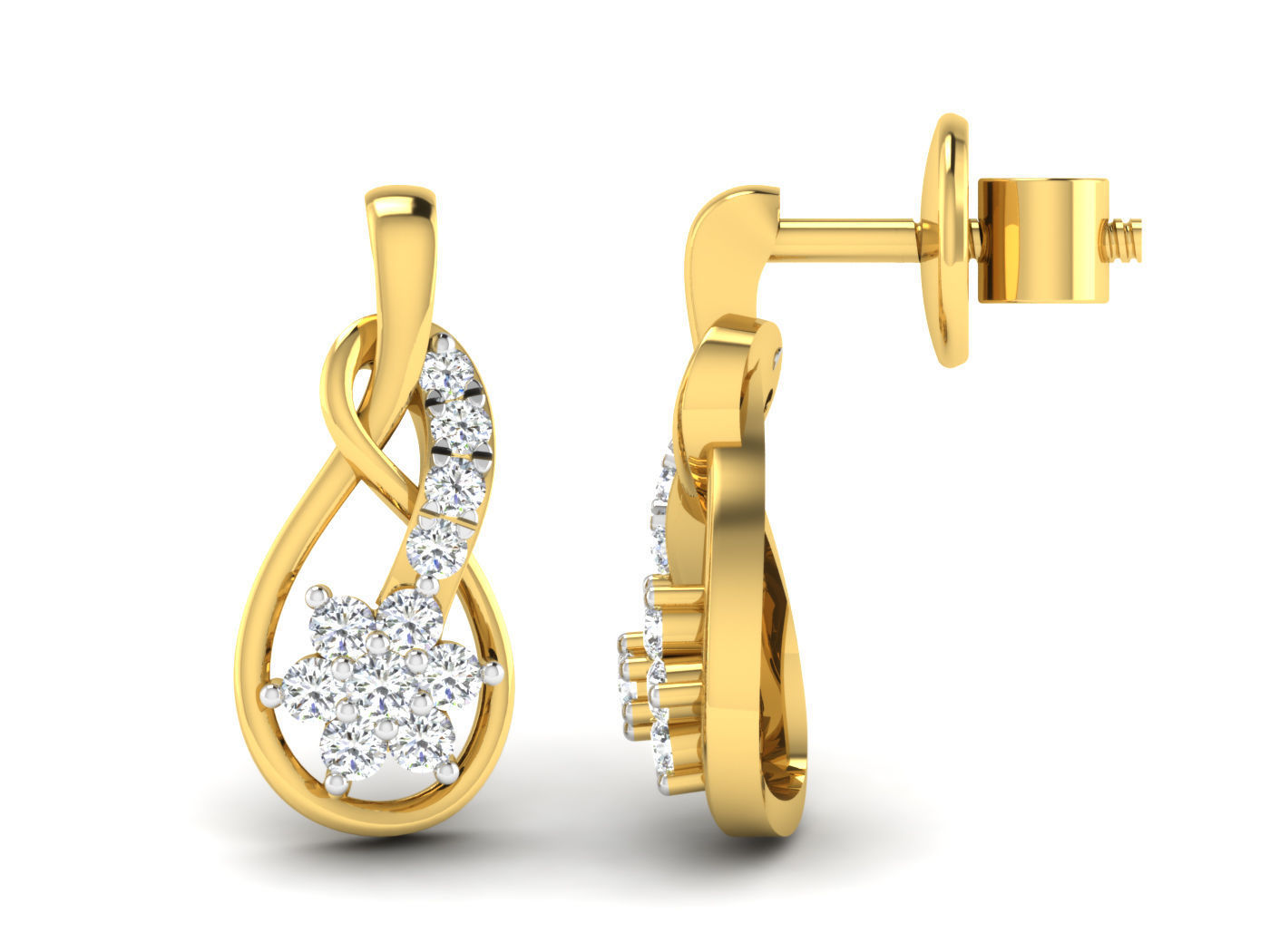 Earring Pendant Set 3dm STL OBJ FBX Render Details 3D print model_2