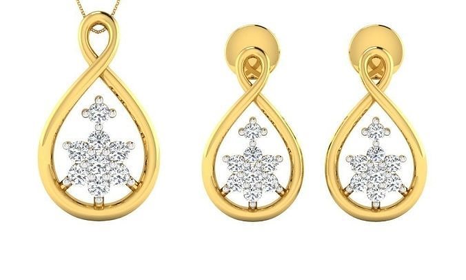 Earring Pendant Set 3dm STL OBJ FBX Render Details 3D print model